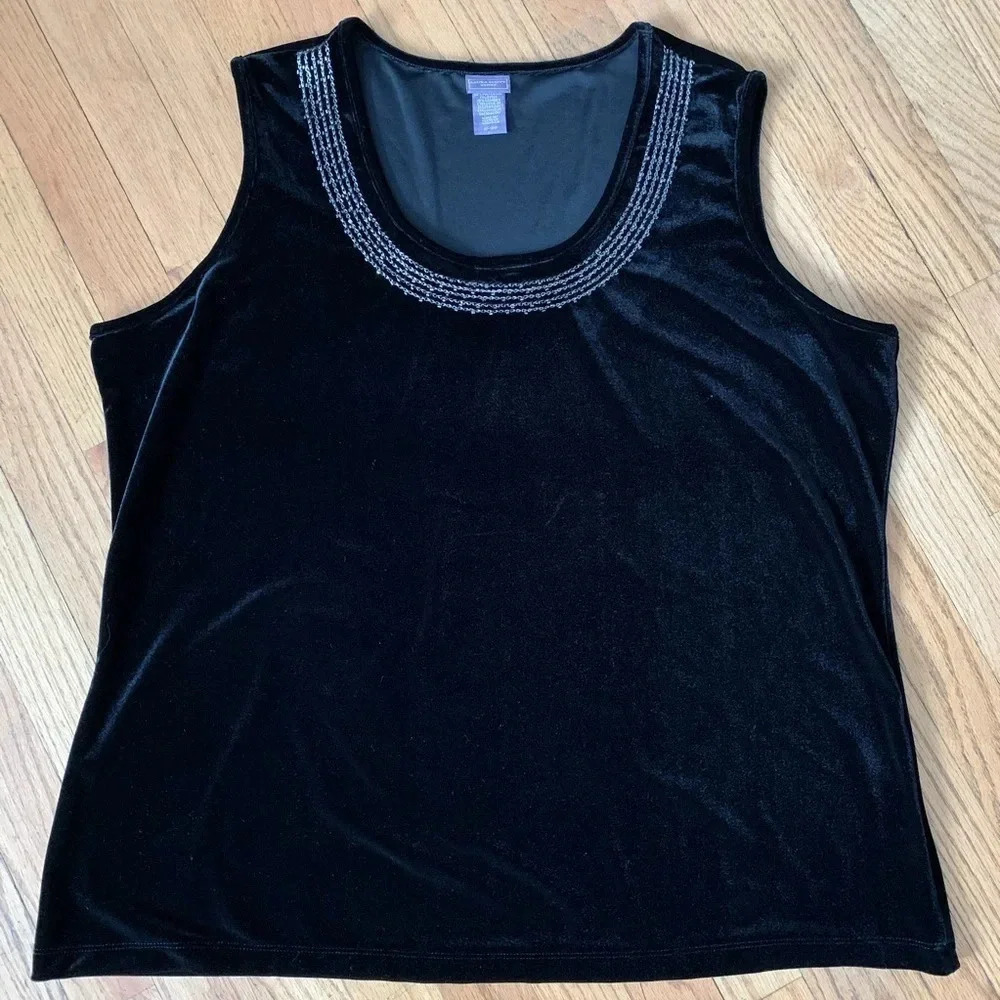 Laura Scott Velvet Beaded Top